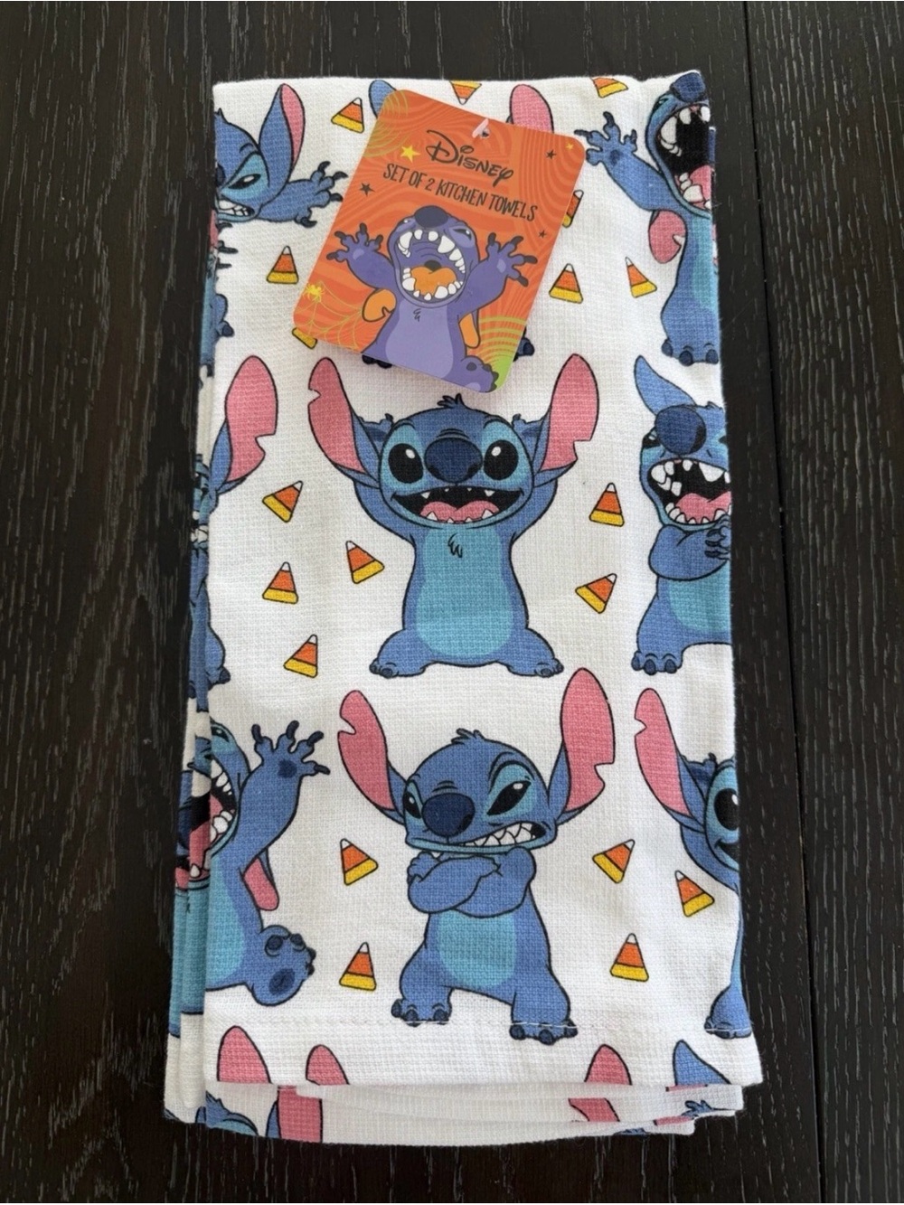 Disney Stitch Halloween Kitchen Towels for Fall - Blue, Pink, Orange & White
